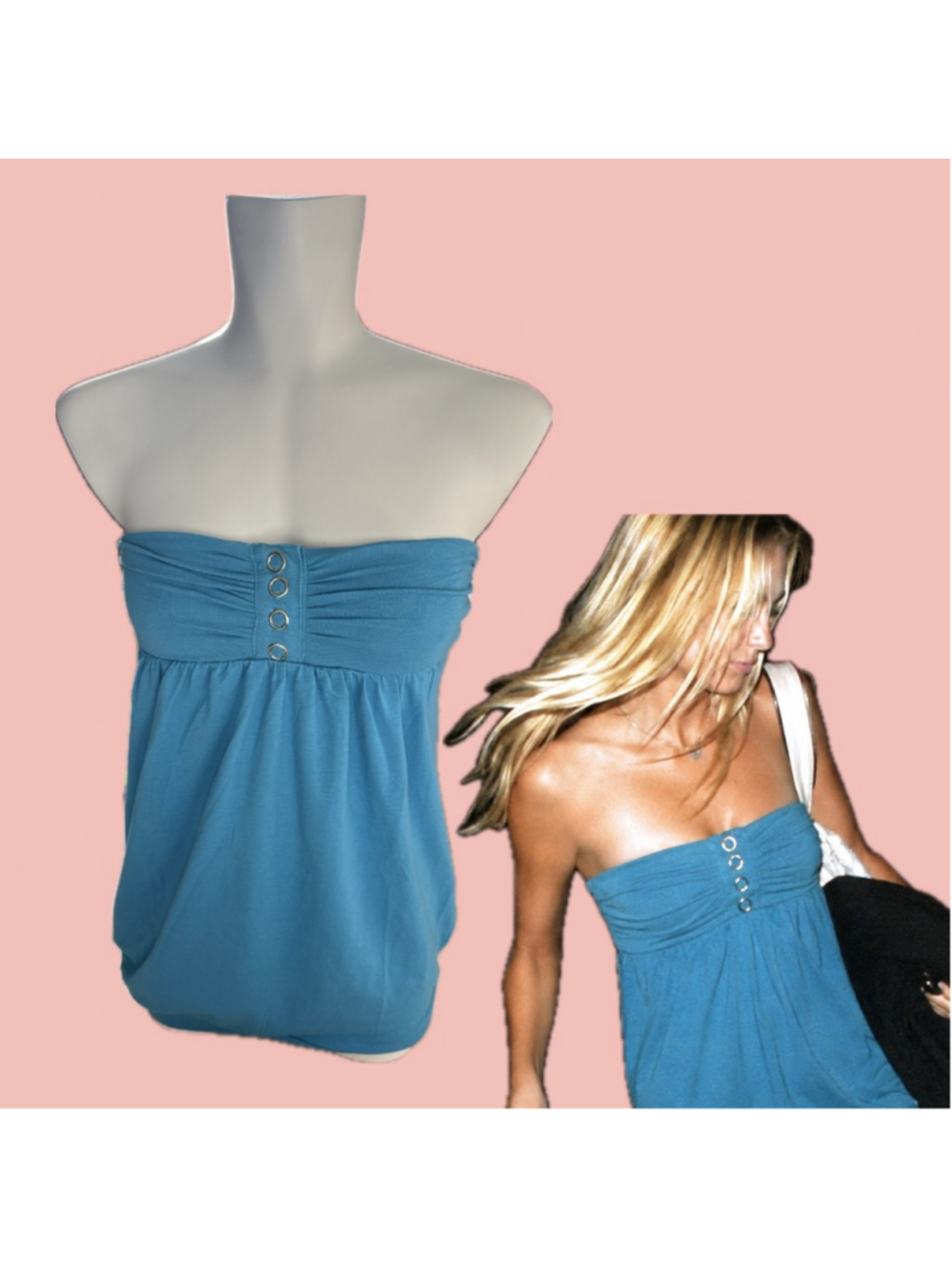 Y2K Turquoise Bubble Hem Tube Top Deadstock Alcott Size M – Cinched